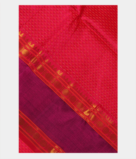 Pinkish Orange Silk Cotton Saree T266319-image