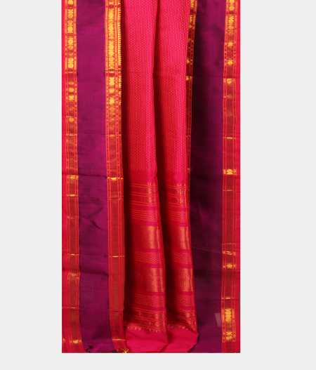 Pinkish Orange Silk Cotton Saree T2663192