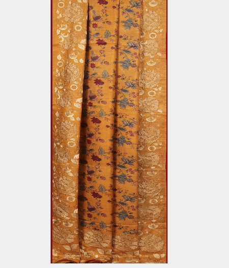Yellow Tussar Printed Saree  T2769172