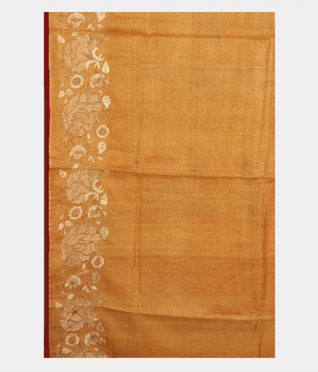 Yellow Tussar Printed Saree  T2769173