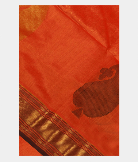 Rust Silk Cotton Saree T266337-image