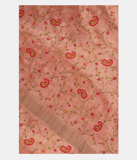Mauve PinkTussar Embroidery Saree T274523-image