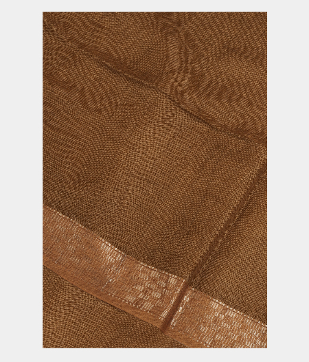 Brown Handwoven Linen Saree T246081-image