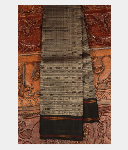 Black and Grey Handwoven Kanjivaram Silk Saree T272316-image