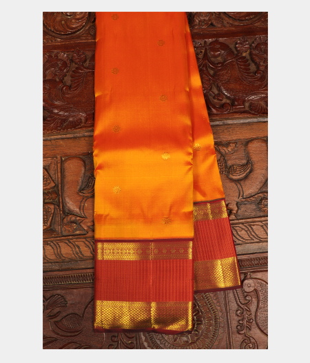Yellowish Orange Handwoven Kanjivaram Silk Saree T274905-image