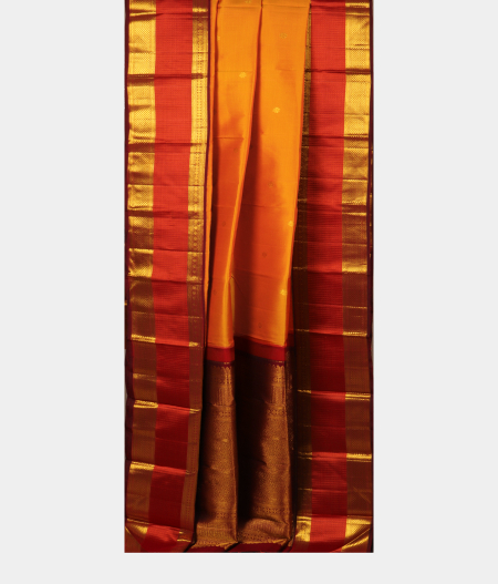 Yellowish Orange Handwoven Kanjivaram Silk Saree T2749052