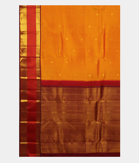 Yellowish Orange Handwoven Kanjivaram Silk Saree T2749054