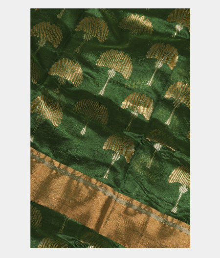 Bottle Green Chanderi Silk Saree T265791-image