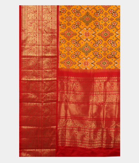 Yellow Ikat Silk Saree T2810445