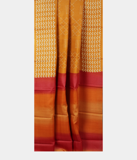 Yellow Tussar Printed Saree T2803582