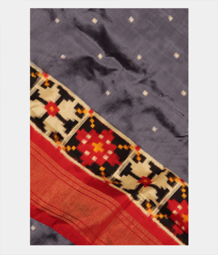 Grey Ikat Silk Saree T281042-image