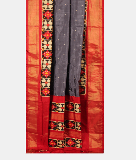 Grey Ikat Silk Saree T2810422