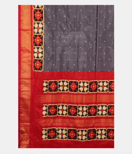 Grey Ikat Silk Saree T2810424