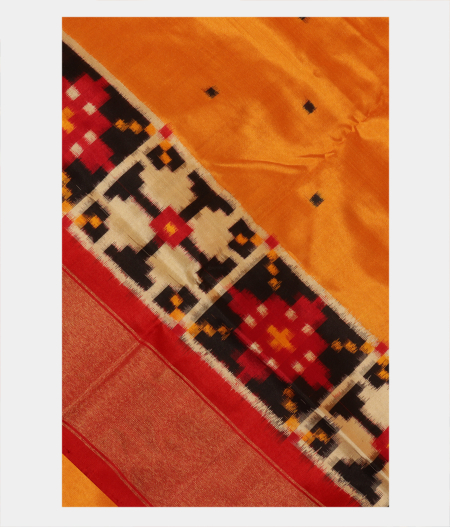 Yellow Ikat Silk Saree T281040-image