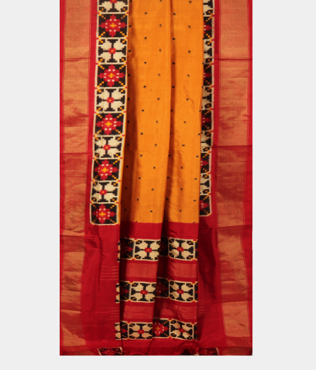 Yellow Ikat Silk Saree T2810402