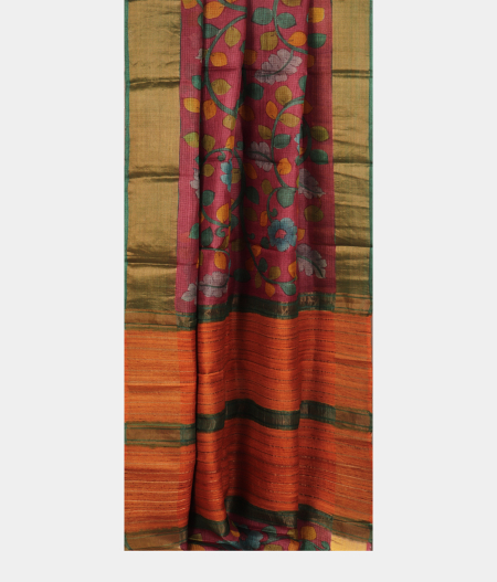 Dark Mauve Pink Tussar Kota Saree T2495212