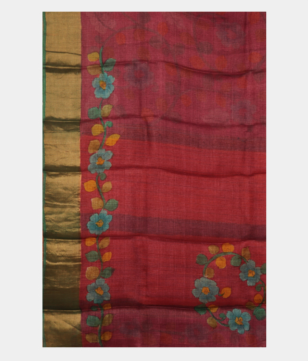Dark Mauve Pink Tussar Kota Saree T2495213