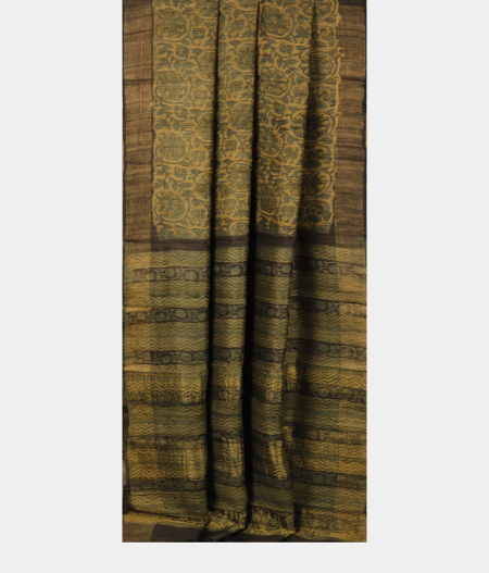 Green Tussar Printed Saree T2745052