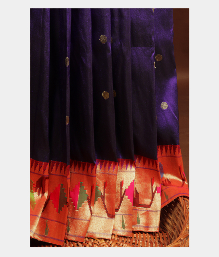 Purple Saree in Paithani Silk Peacock Zari Woven - Clothsvil