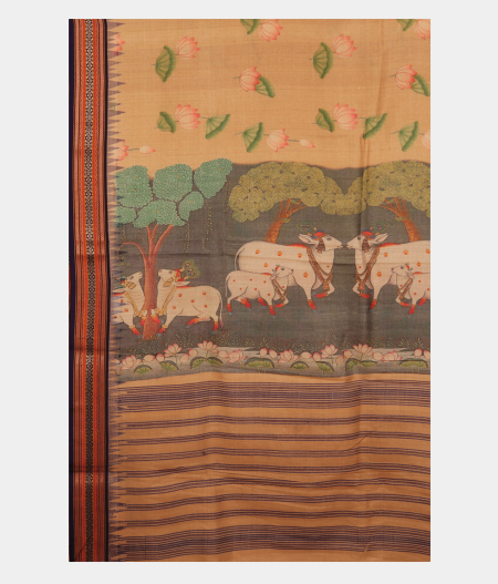 Beige Vidarbha Tussar Saree T2489834