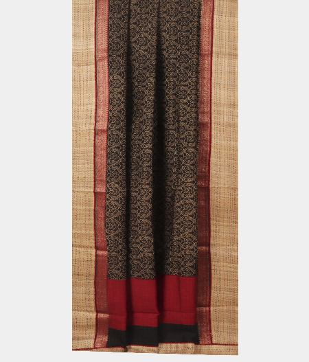 Black Tussar Printed SareeT2678652