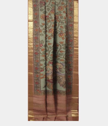 Light Blue Tussar Printed Saree T2692782