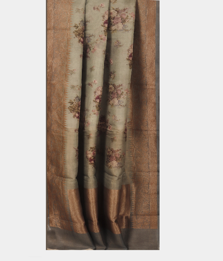 Grey Kora Organza Printed Saree T2731222