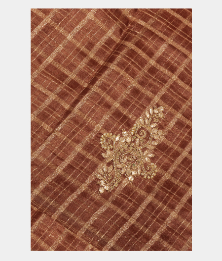 Brown Tussar Embroidery Saree T263468-image