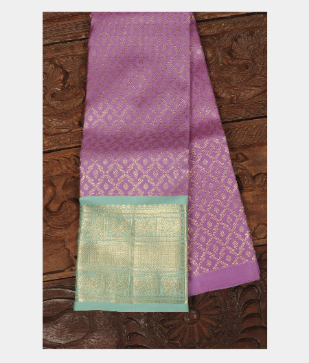 Lavender Handwoven Kanjivaram Silk Kids Pavadai T282344-image