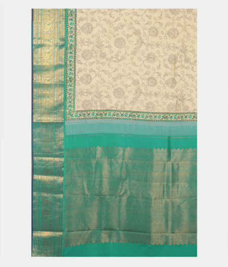 Off White Printed Kanjivaram Silk Saree T2831705