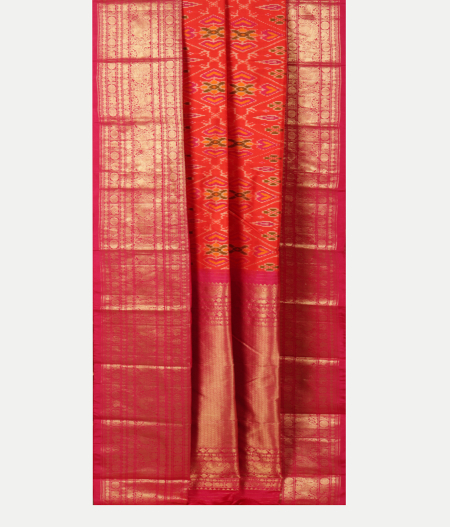 Orange Ikat Silk Saree T2341523
