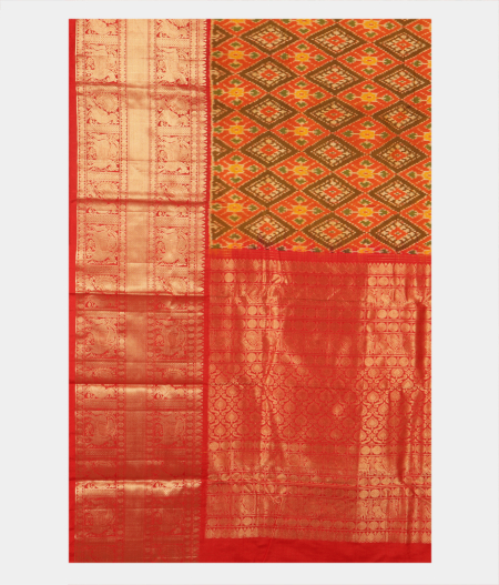 Rust Ikat Silk Saree T2810465