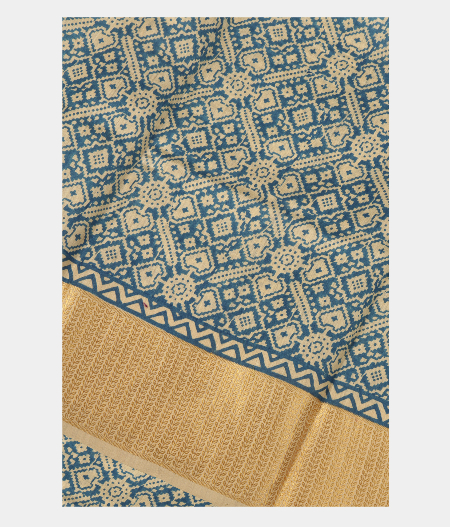 Off White Tussar Printed Saree T238406-image