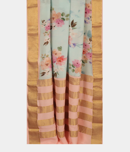 Light Blue Printed Mysore Silk Saree T2790582