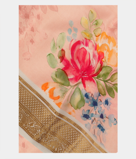 Light Peach Printed Mysore Silk Saree T279051-image