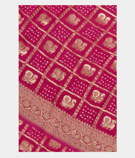 Magenta Bandhani Georgette Silk Saree T251822-image