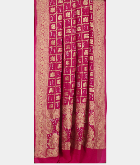 Magenta Bandhani Georgette Silk Saree T2518222