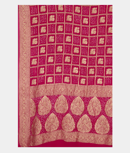 Magenta Bandhani Georgette Silk Saree T2518224