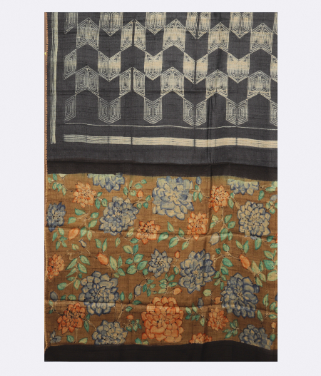 Blue Tussar Printed Saree T2821744