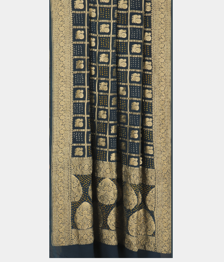 Blue Bandhani Banarasi Geogrette T2518202