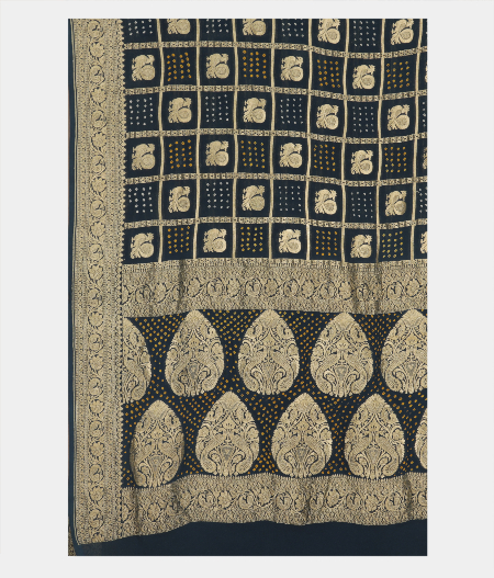 Blue Bandhani Banarasi Geogrette T2518204