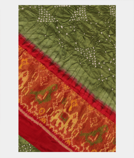 Green Bandhani Patola Silk Saree T283484-image