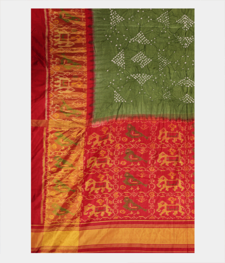 Green Bandhani Patola Silk Saree T2834844
