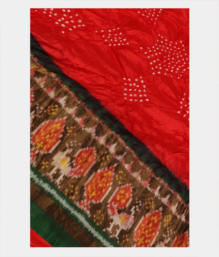 Red Bandhani Patola Silk Saree T283486-image