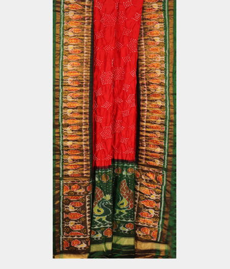 Red Bandhani Patola Silk Saree T2834862