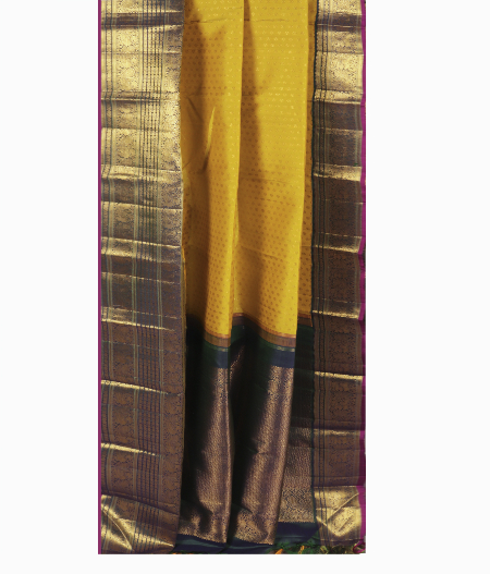 Yellowish Green Handwoven Kanjivaram Silk Saree T2805915