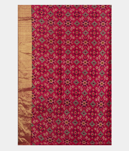 Magenta Printed Raw Silk Saree T2816843