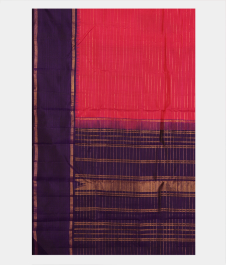 Pinkish Orange Handwoven Kanjivaram Silk Saree T2796484