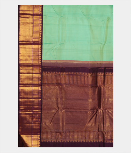 Bluish Green Handwoven Kanjivaram Silk Saree T2824394