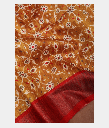 Mustard Yellow Tussar Printed Saree T283111-image